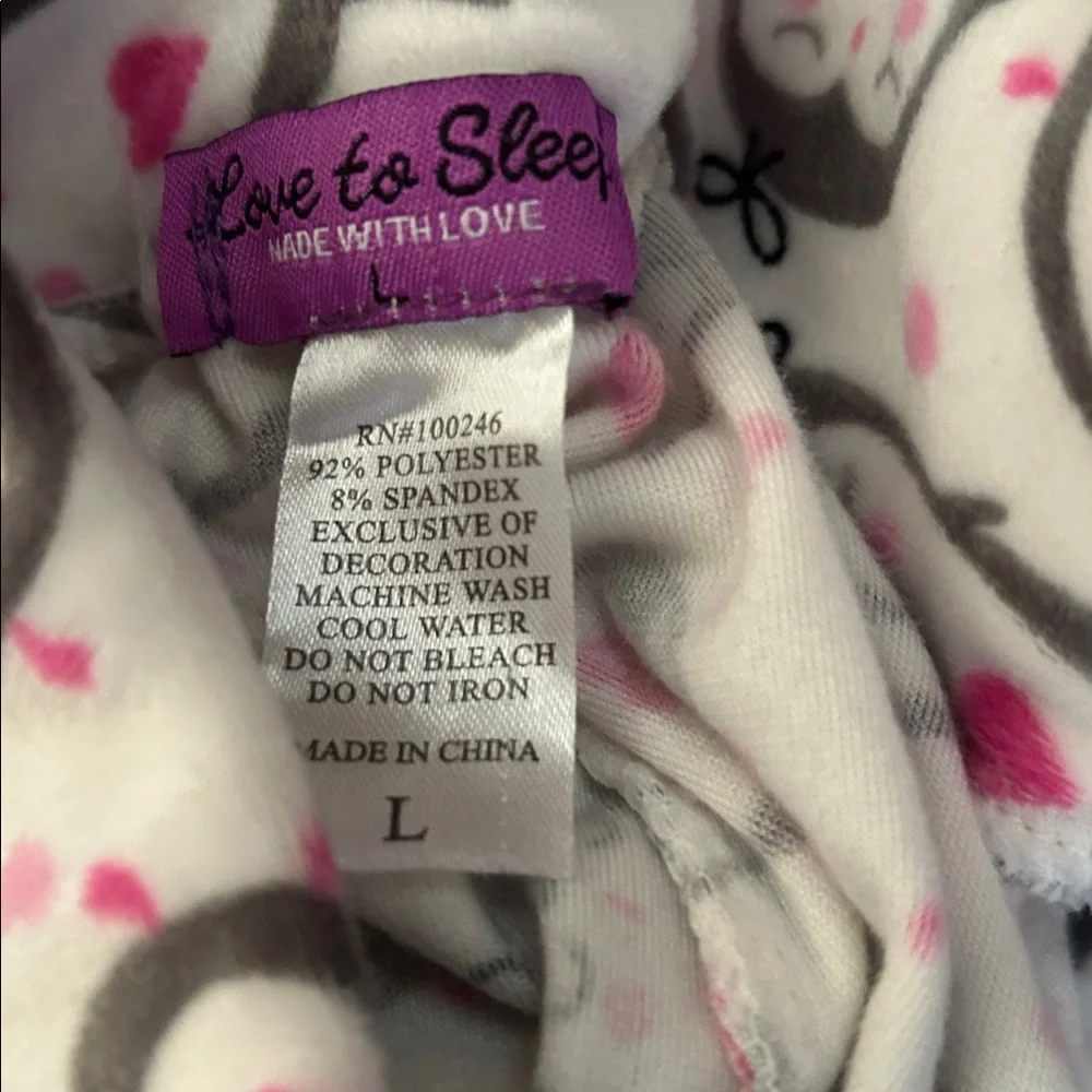 Love To Sleep Made With Love Plush so soft Penguin Print Pajama Lounge Pants L